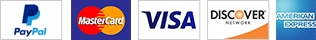 PayPal, Mastercard, Visa, Discover, American Express accepted